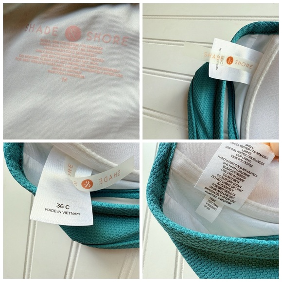 Shade & Shore 2pc Bikini Set Teal Blue Size 36C Medium Push up Twist Low Mid - Picture 5 of 7